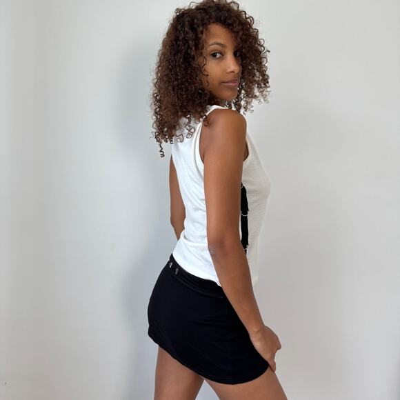 Vintage euro White Tank with Rhinestone Airplane & D-Ring Side Straps (S/M) - Picture 5 of 10